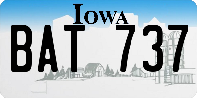IA license plate BAT737