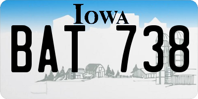 IA license plate BAT738