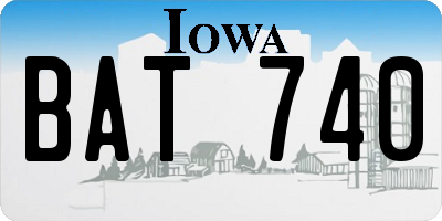 IA license plate BAT740