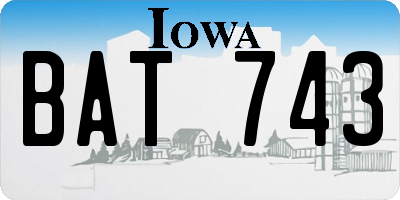 IA license plate BAT743
