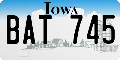 IA license plate BAT745