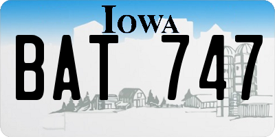 IA license plate BAT747
