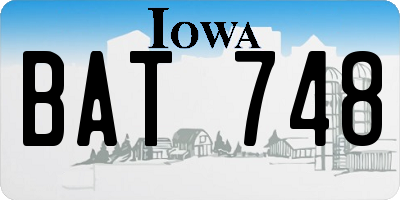 IA license plate BAT748