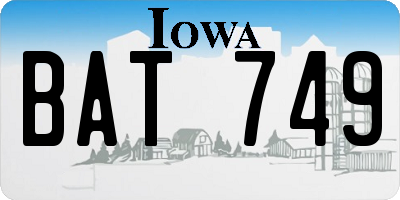 IA license plate BAT749