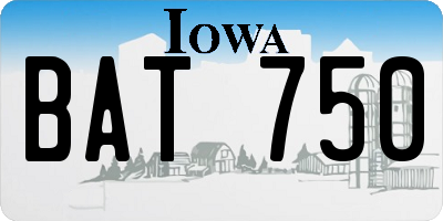IA license plate BAT750