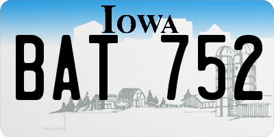 IA license plate BAT752