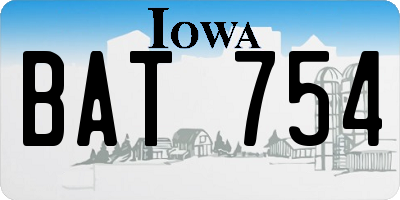 IA license plate BAT754