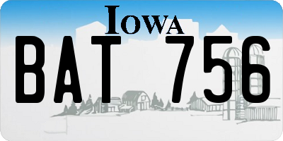 IA license plate BAT756