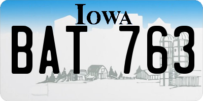 IA license plate BAT763