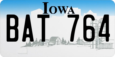 IA license plate BAT764