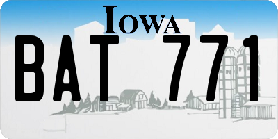 IA license plate BAT771