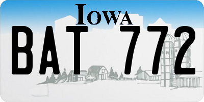 IA license plate BAT772