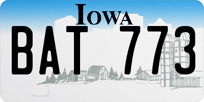 IA license plate BAT773