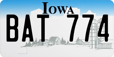 IA license plate BAT774