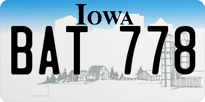 IA license plate BAT778