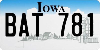 IA license plate BAT781