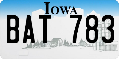 IA license plate BAT783