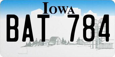 IA license plate BAT784