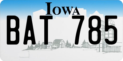 IA license plate BAT785