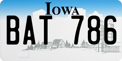 IA license plate BAT786