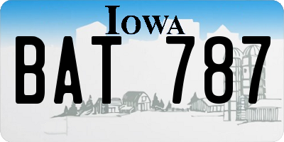 IA license plate BAT787