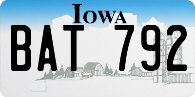 IA license plate BAT792