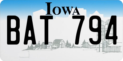 IA license plate BAT794
