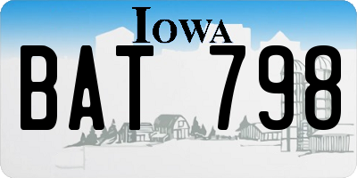 IA license plate BAT798