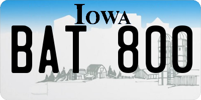 IA license plate BAT800