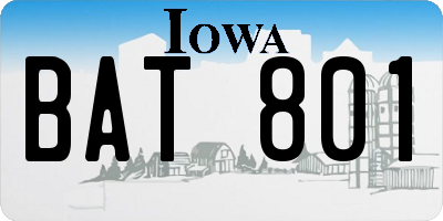 IA license plate BAT801
