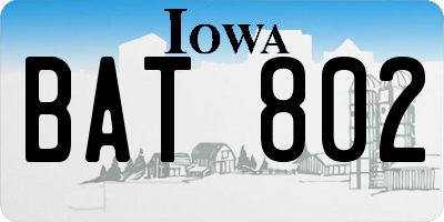 IA license plate BAT802