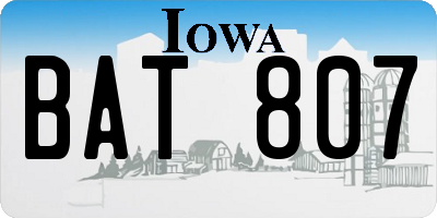 IA license plate BAT807