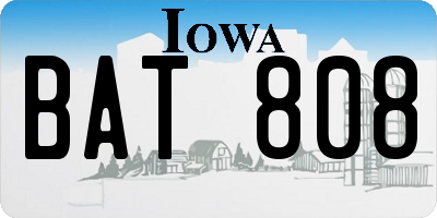 IA license plate BAT808