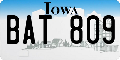 IA license plate BAT809