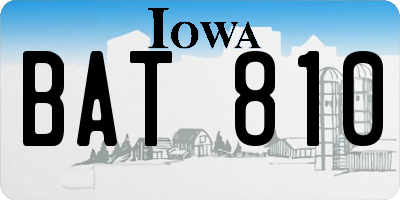 IA license plate BAT810