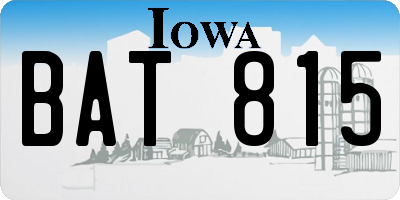 IA license plate BAT815