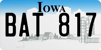 IA license plate BAT817