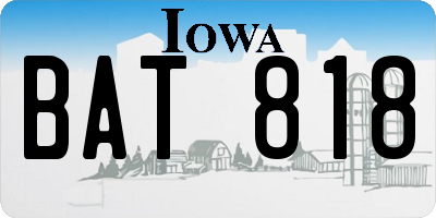 IA license plate BAT818
