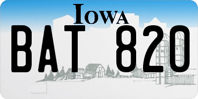 IA license plate BAT820