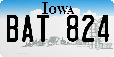 IA license plate BAT824