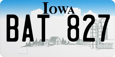 IA license plate BAT827
