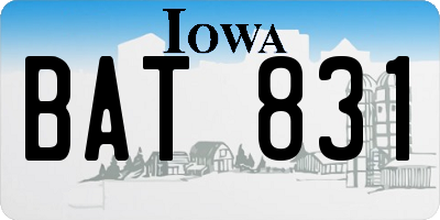 IA license plate BAT831