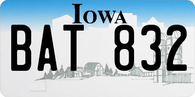 IA license plate BAT832