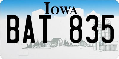 IA license plate BAT835
