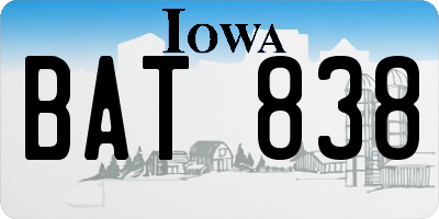 IA license plate BAT838