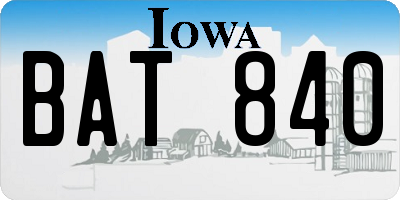 IA license plate BAT840