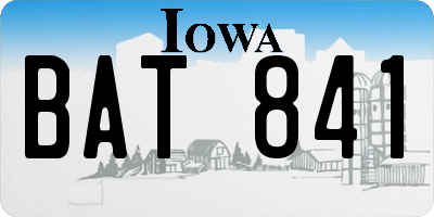 IA license plate BAT841