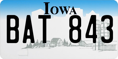 IA license plate BAT843