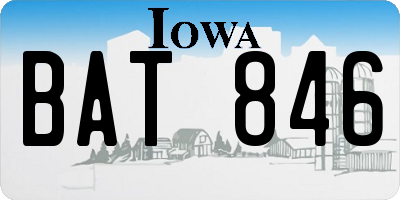 IA license plate BAT846