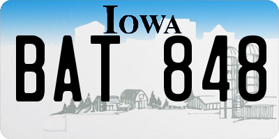 IA license plate BAT848